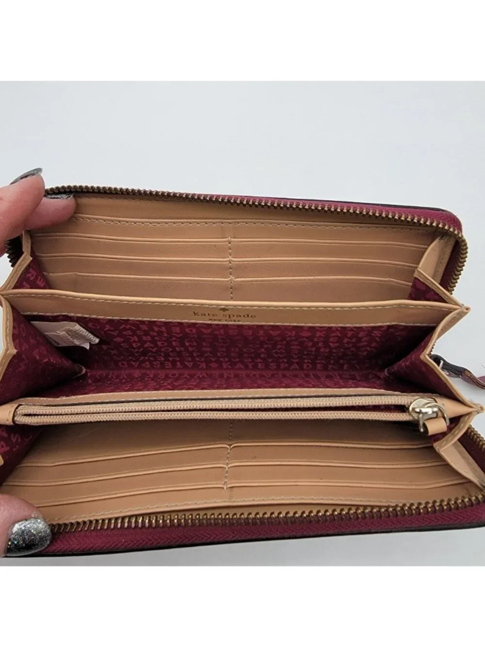 Kate Spade New York Burgundy Pebbled Leather Neda Zip-Around Wallet